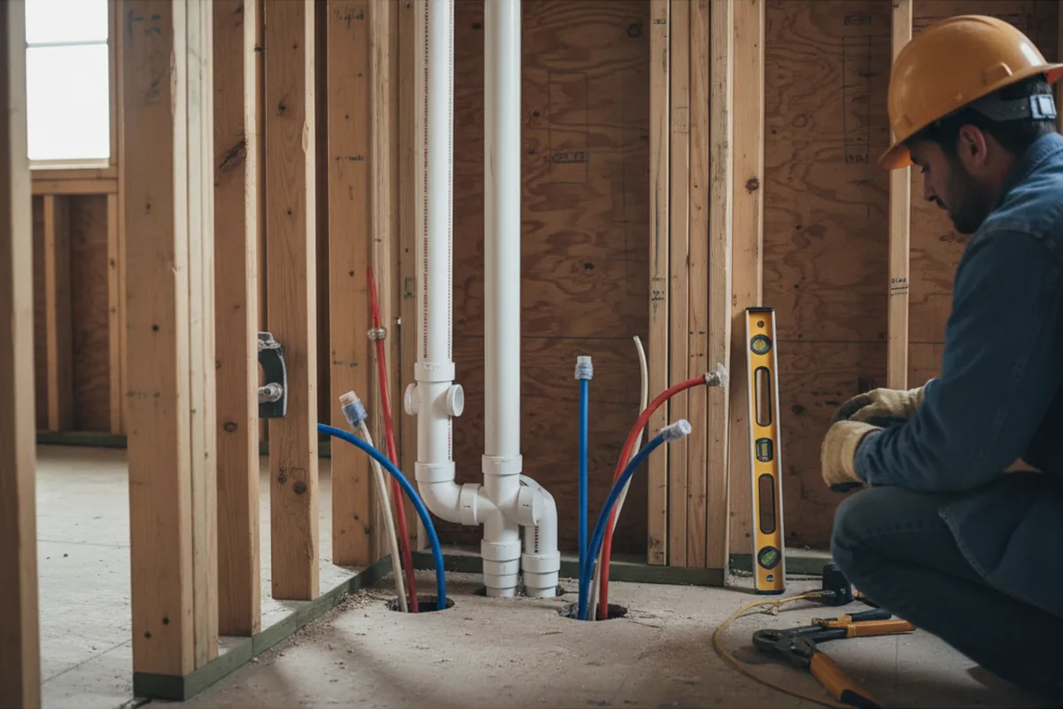 Drain and supply rough-in during Leak Detection in Wrightwood